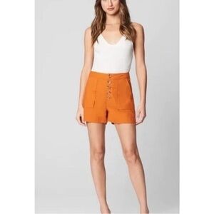 BLANKNYC Linen Blend High Rise Orange Shorts Size 31 In Firecracker